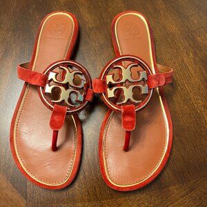 Tory Burch Miller Red Suede with gold logo-7.5